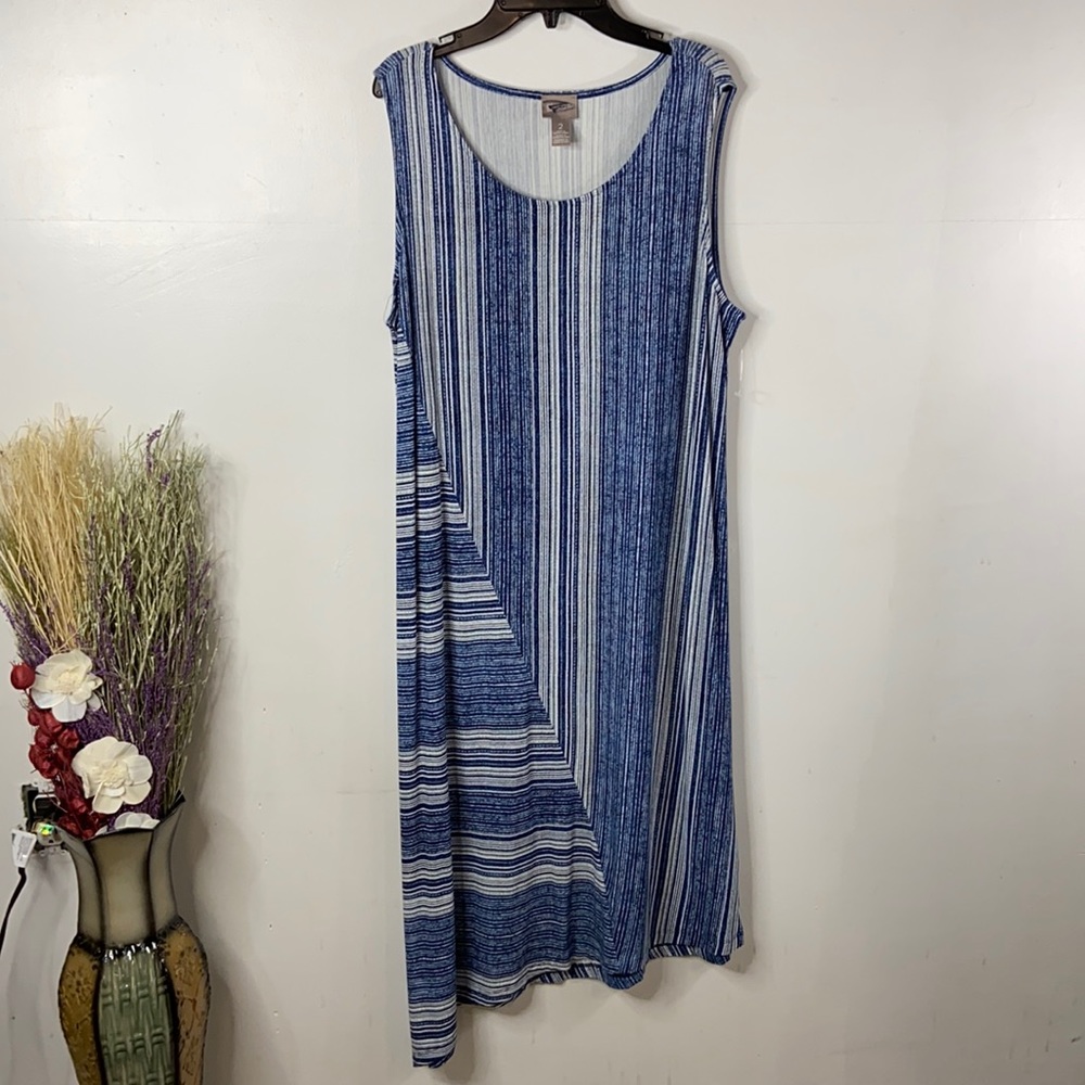 Chico's Striped Asymmetrical Sleeveless Dress NWOT